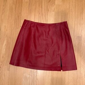 Reformation Veda Red Leather Skirt